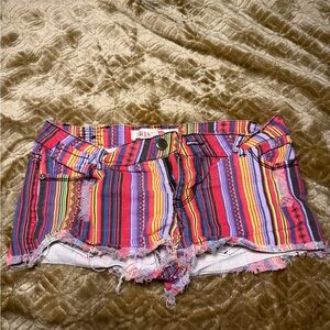 Kiss Multicolor Striped Jean Shorts